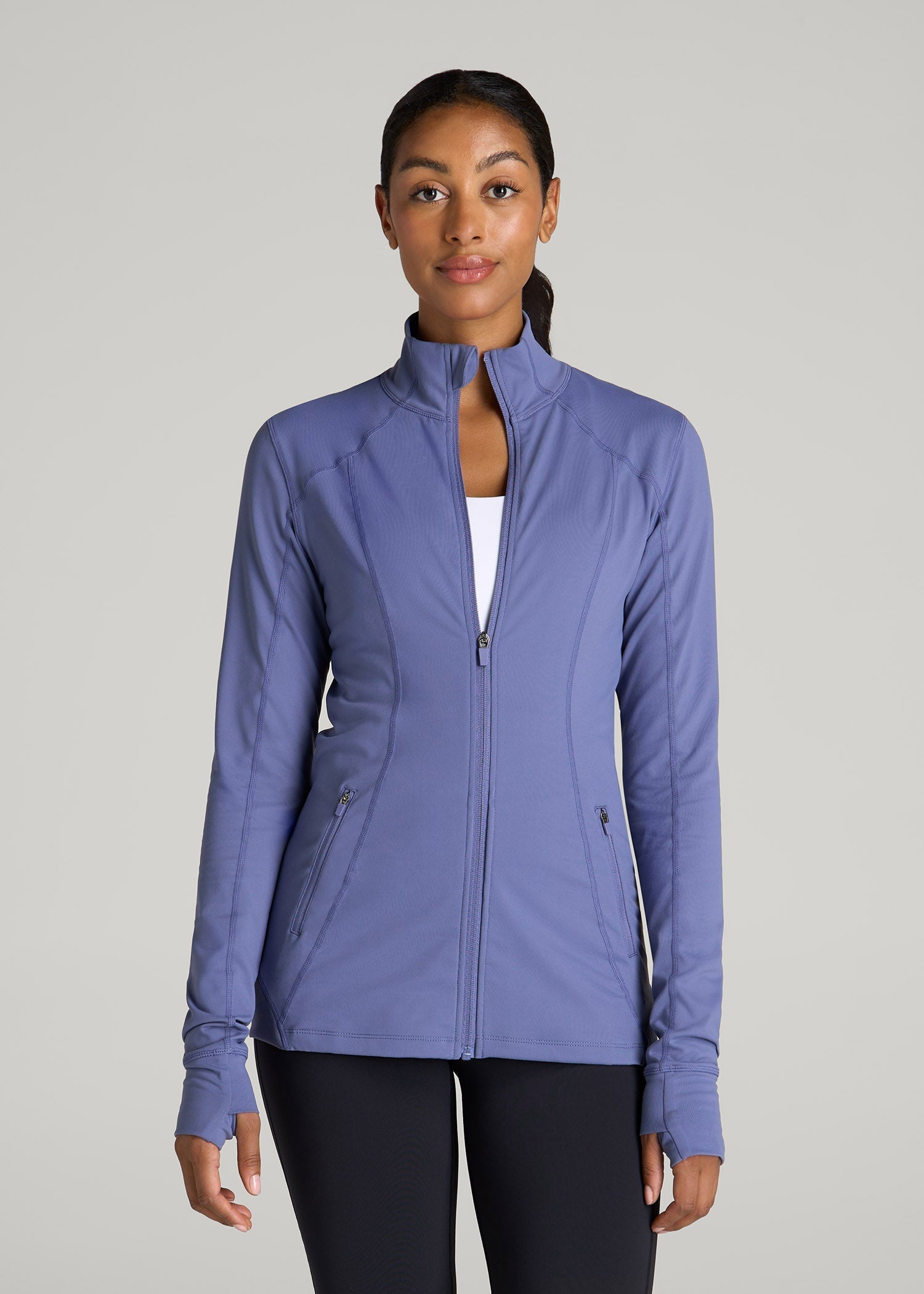 Women's Athletic Zip-Up Jacket for Tall Women in Marlin Blue