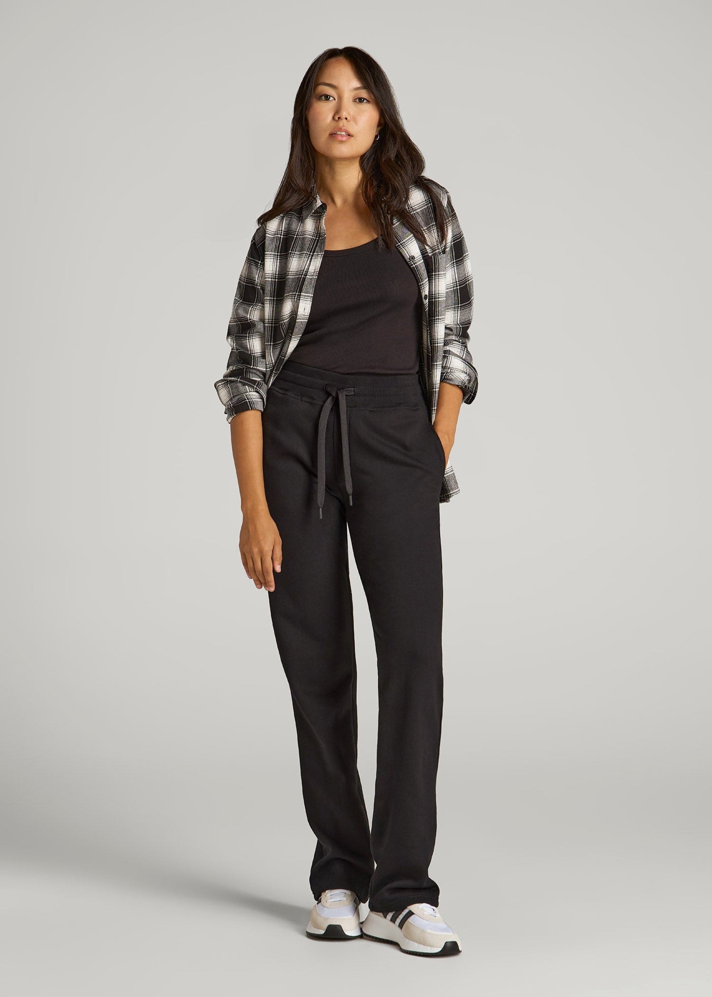 Wearever Fleece Open-Bottom Sweatpants for Tall Women in Black