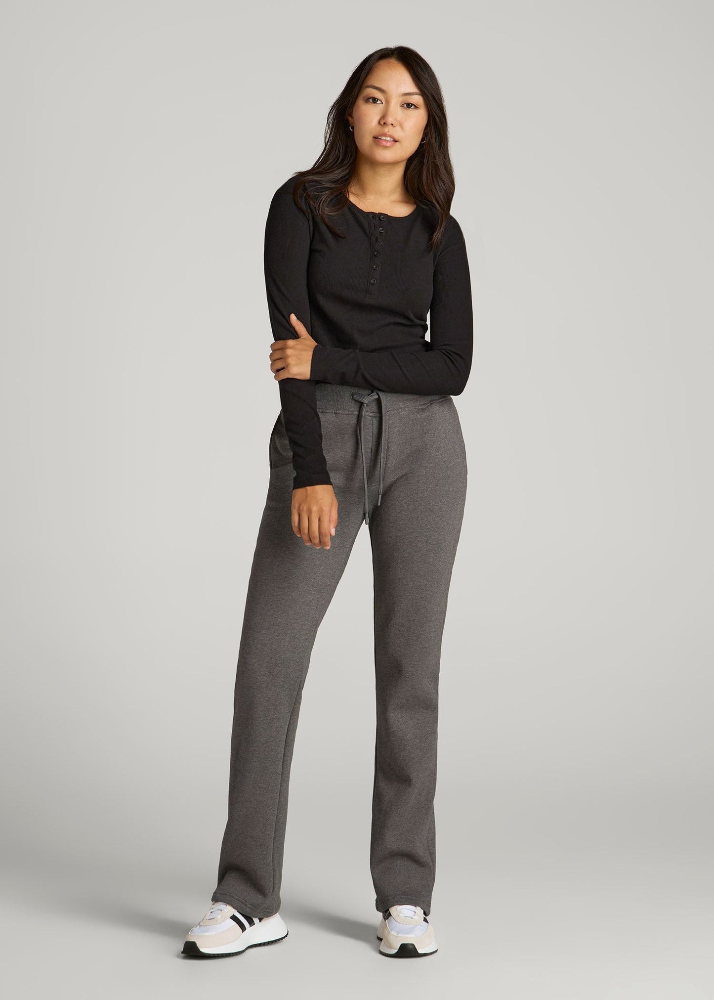 Wearever Fleece Open-Bottom Sweatpants for Tall Women in Charcoal Mix