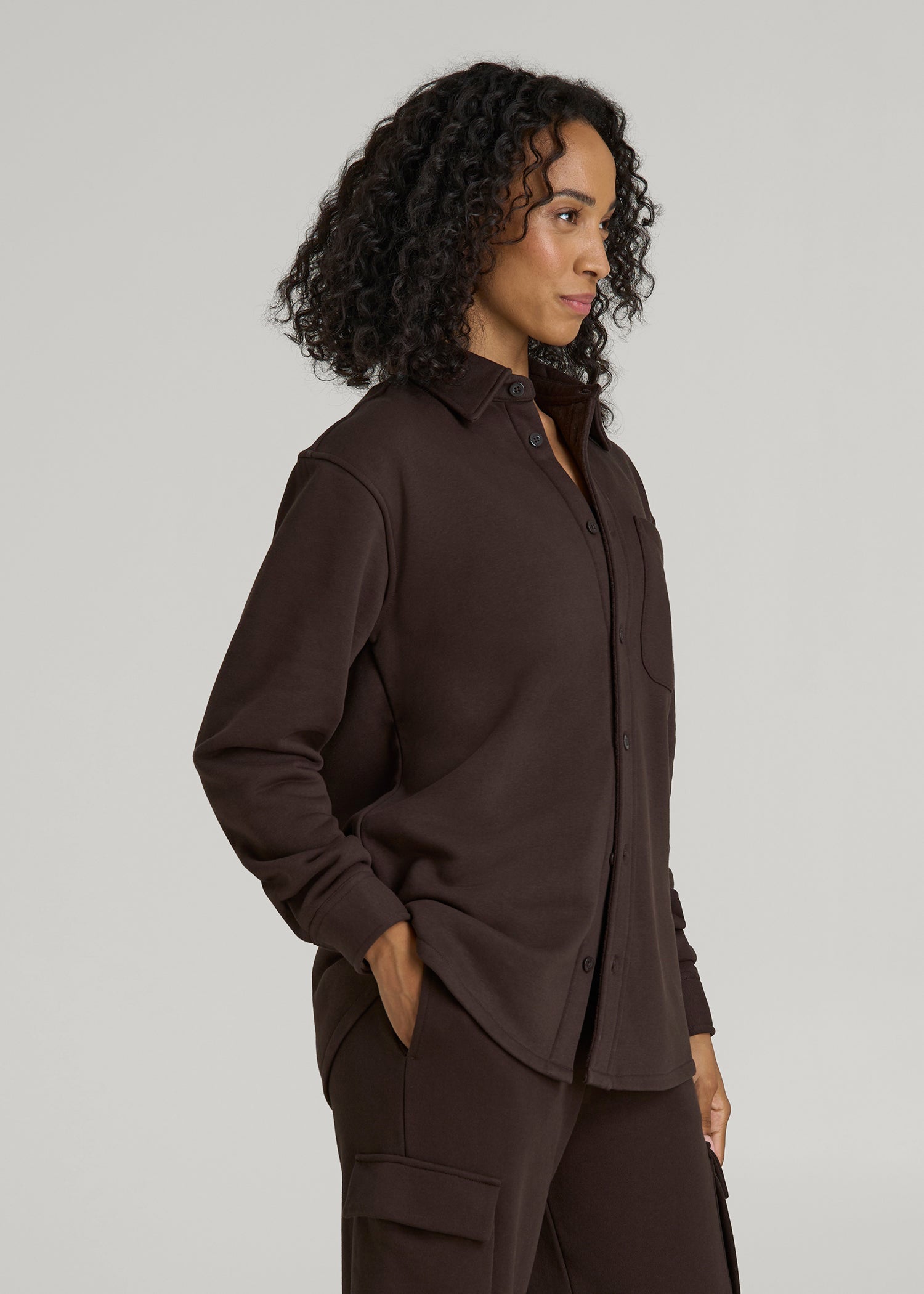 Wearever 2.0 Fleece Shacket for Tall Women in Espresso