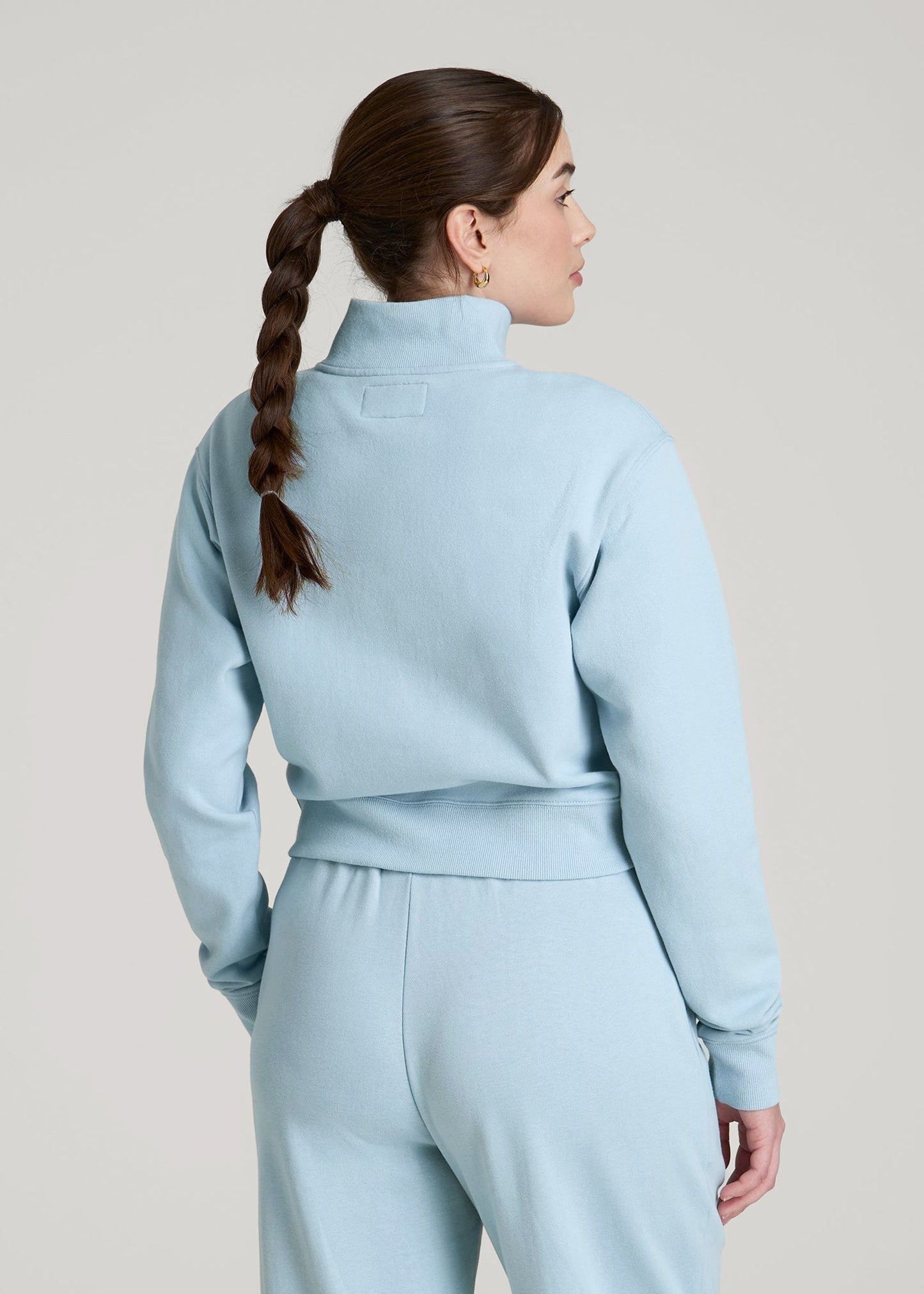 Wearever 2.0 Fleece Half-Zip Cropped Sweatshirt for Tall Women in Ice Blue