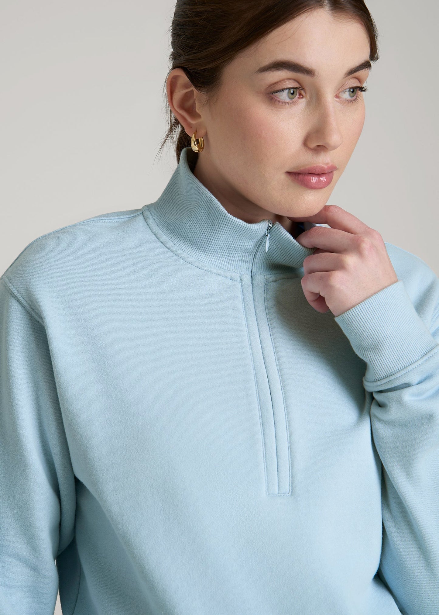 Wearever 2.0 Fleece Half-Zip Cropped Sweatshirt for Tall Women in Ice Blue