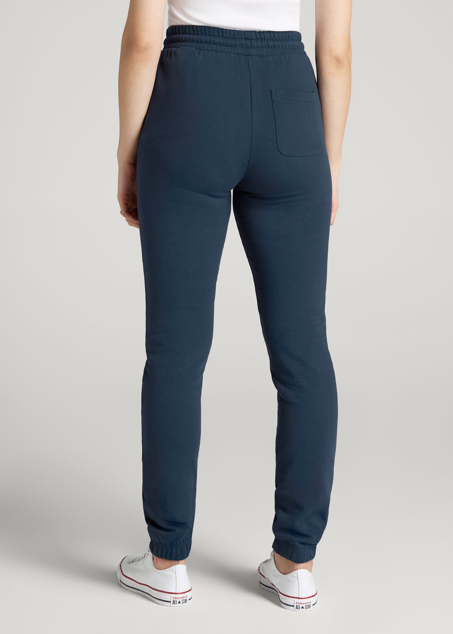 Wearever Fleece Slim Fit High-Waisted Garment Dye Sweatpants for Tall Women in Bright Navy