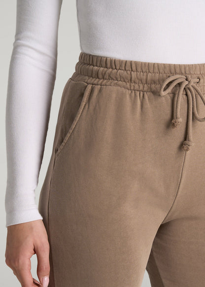 Wearever Fleece Slim Fit High-Waisted Garment Dye Sweatpants for Tall Women in Latte
