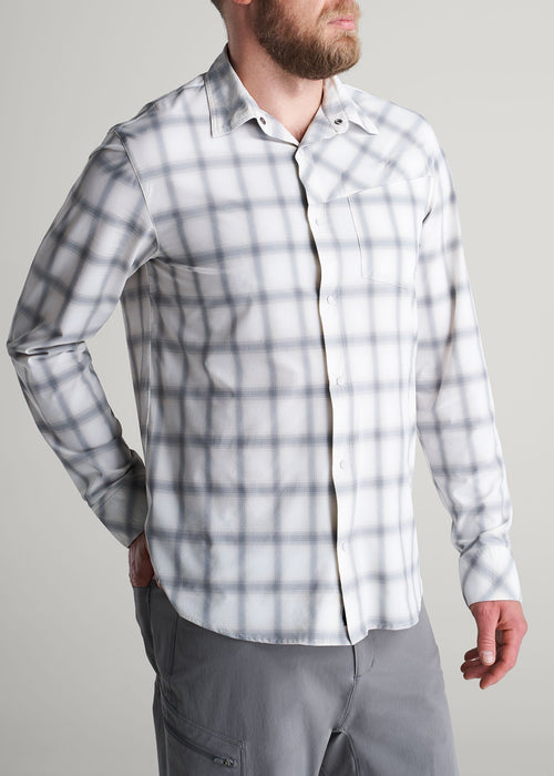 Ultra Lightweight Snap-Front Shirt for Tall Men in Birch Smoke