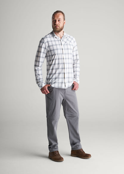 Ultra Lightweight Snap-Front Shirt for Tall Men in Birch Smoke