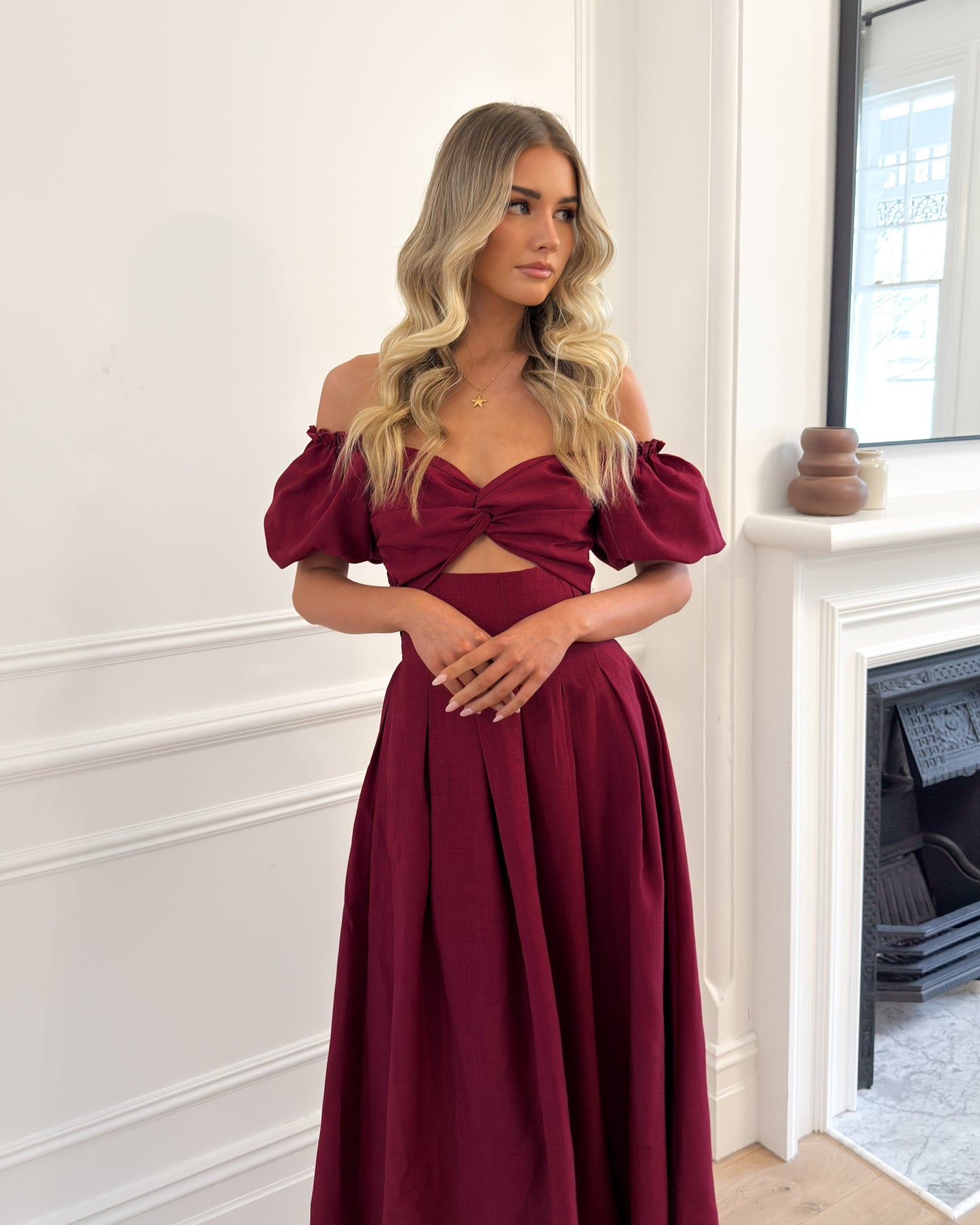Anvika Wine Dress | Women's Cotton Maxi Dress