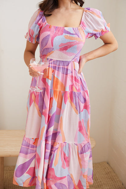 Apolline Multi Print Dress | Women's Printed Midi Dress