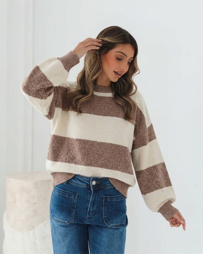 Arliss Knit - Ivory Stripe | Women's Striped Knit Jumper