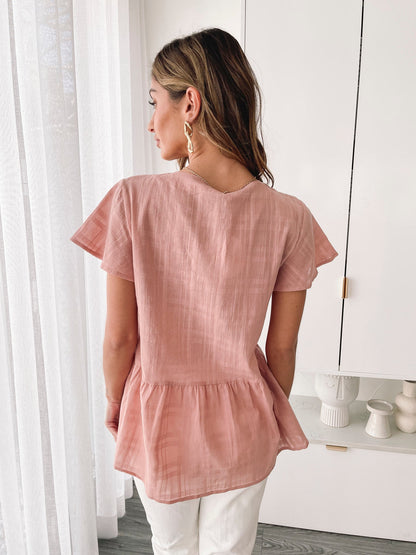 Arlo Top Terracotta | Women's Relaxed Linen Blouse