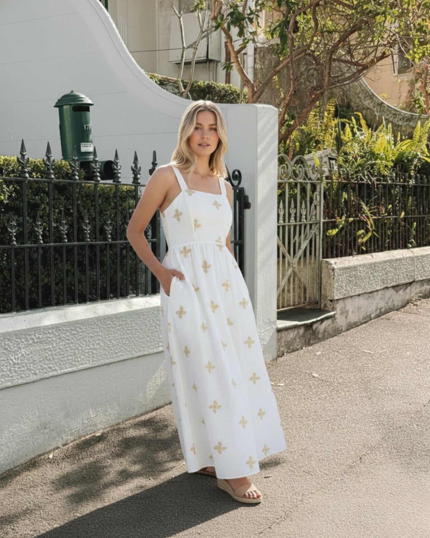 Atasha White Print Dress | Women's Floral Maxi Dress