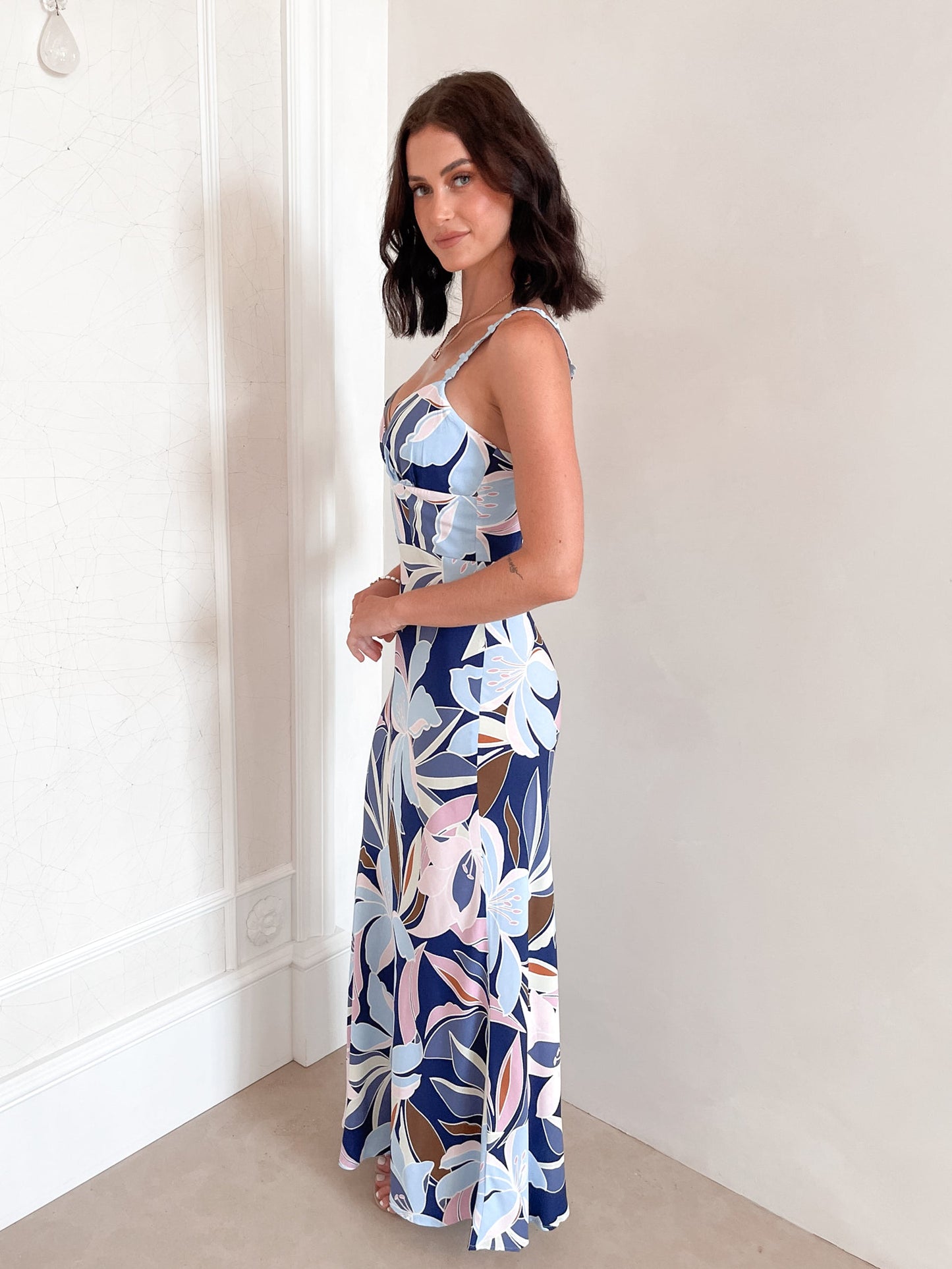 Audisa Blue Floral Dress | Women's Floral Maxi Dress
