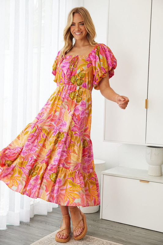Axelle Dress Sunset Print | Women's Printed Midi Dress