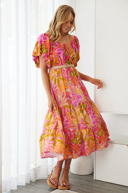 Axelle Dress Sunset Print | Women's Printed Midi Dress