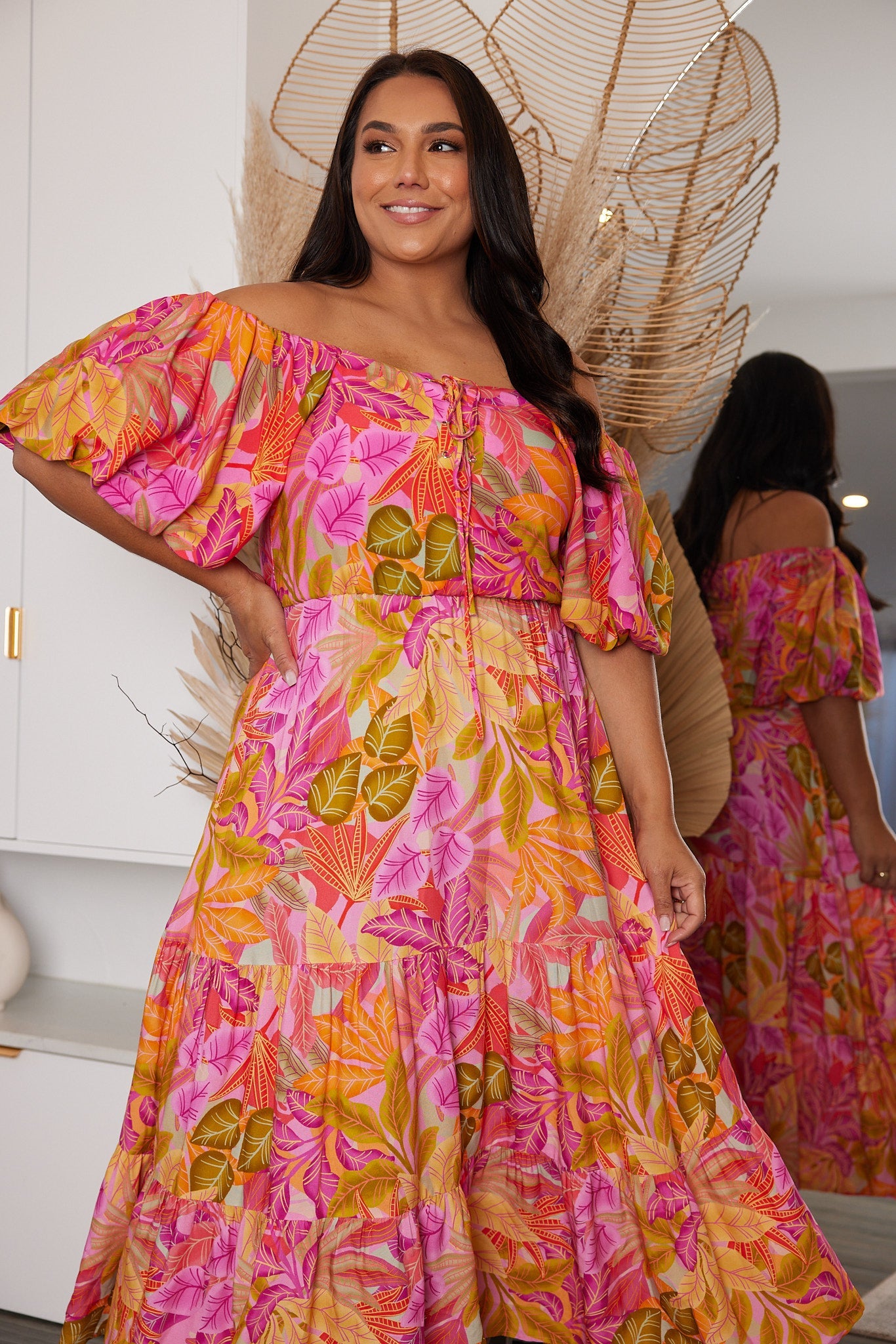 Axelle Dress Sunset Print | Women's Printed Midi Dress