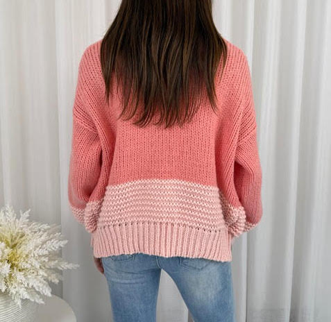 Sheona Cardigan Peach Multi | Women's Open-Front Knit Cardigan