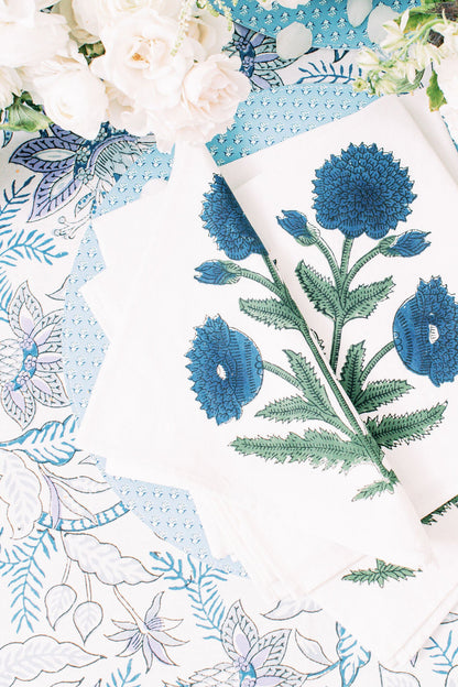 Blue Poppy Napkins Set of 4