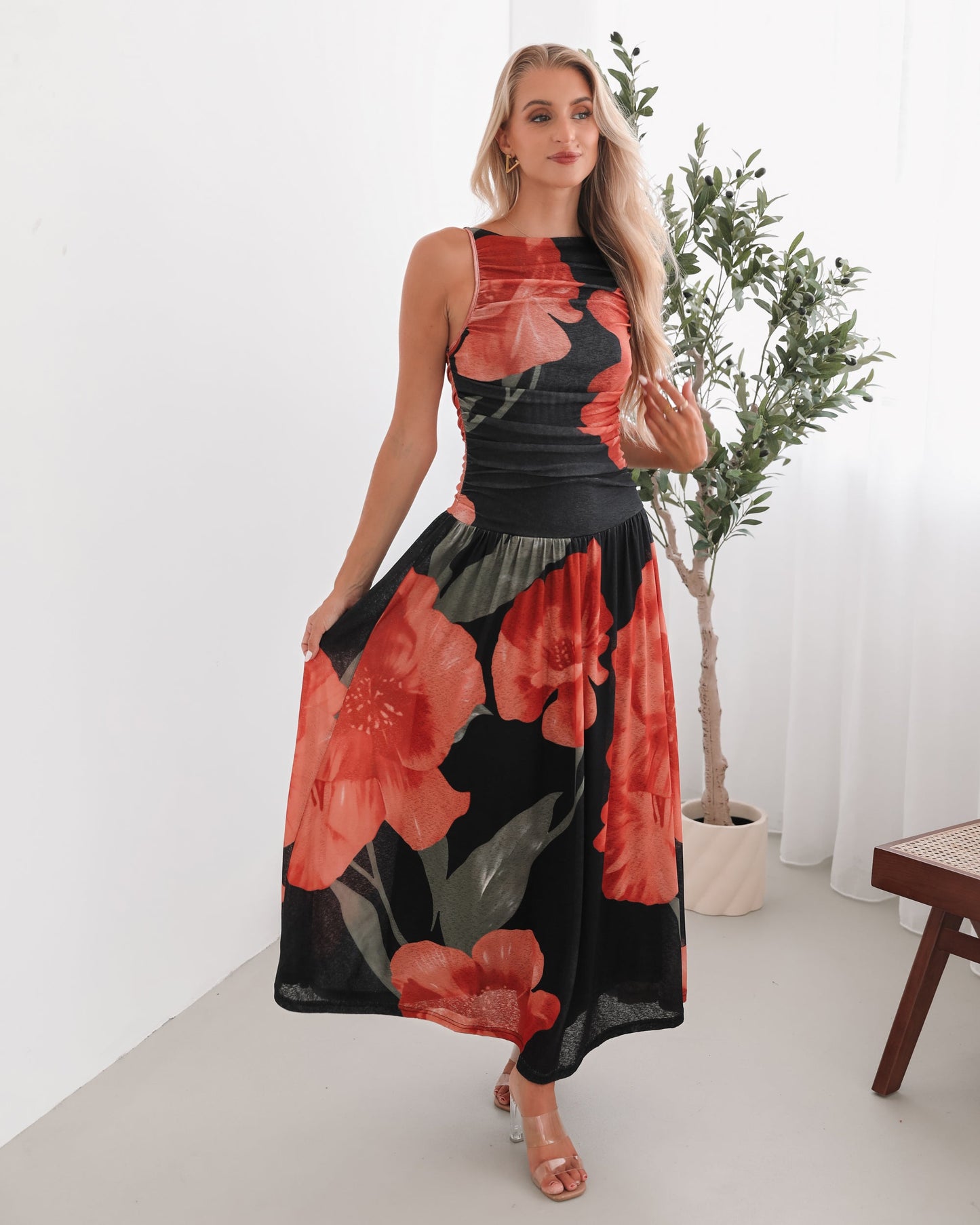 Balayage Black Floral Maxi Dress | Women's Floral Maxi Dress
