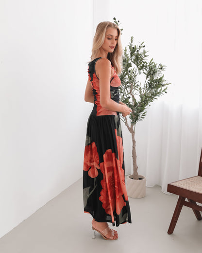 Balayage Black Floral Maxi Dress | Women's Floral Maxi Dress