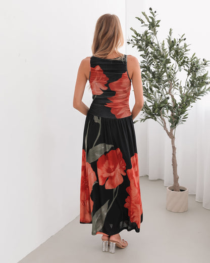 Balayage Black Floral Maxi Dress | Women's Floral Maxi Dress