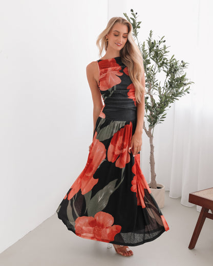 Balayage Black Floral Maxi Dress | Women's Floral Maxi Dress
