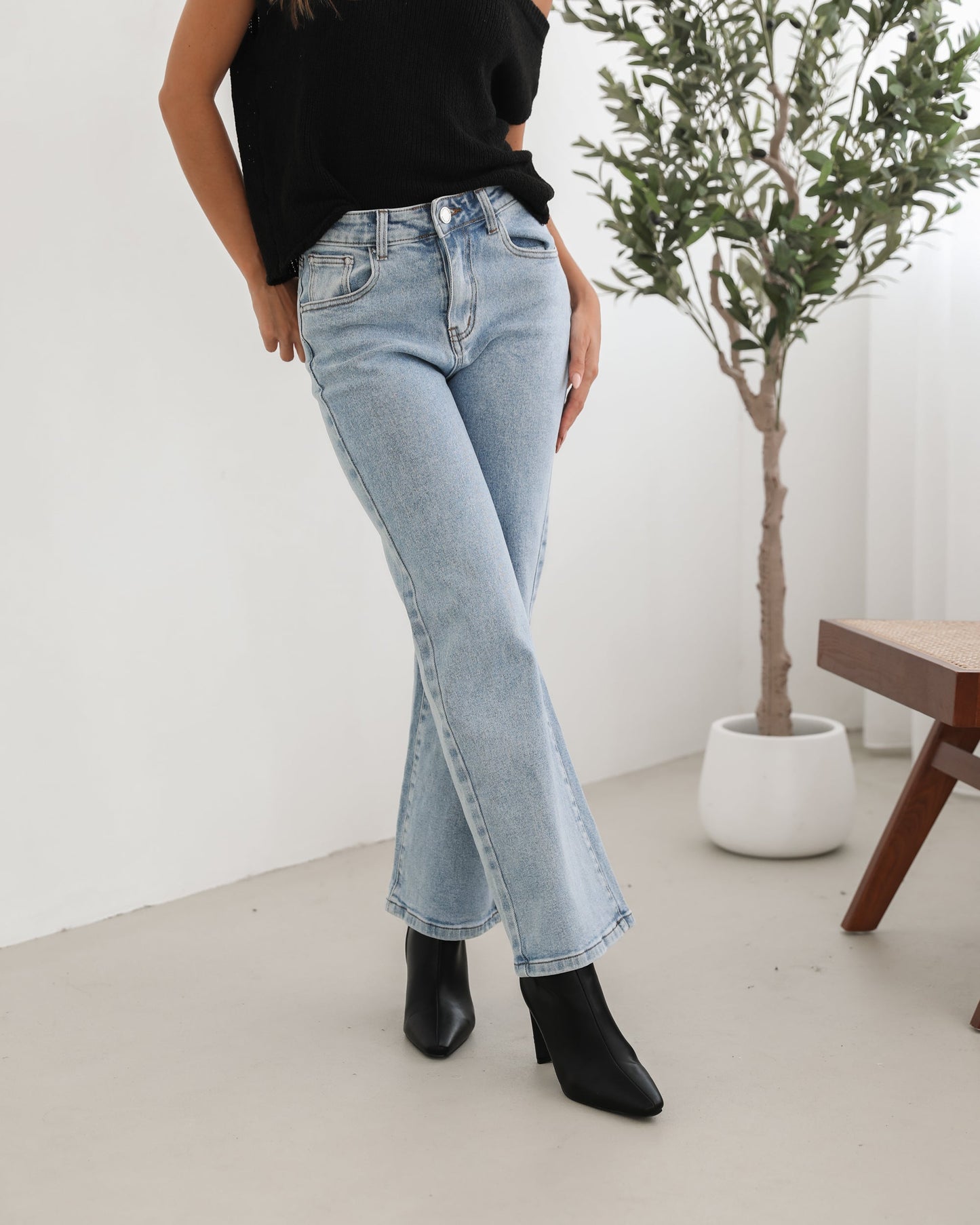 Bayley Light Denim Jeans | Women's High Waisted Flared Jeans