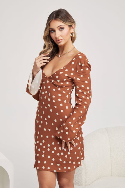 Bellamy Brown Spot Dress | Women's Polka Dot Mini Dress