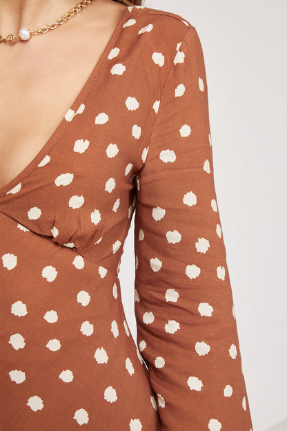 Bellamy Brown Spot Dress | Women's Polka Dot Mini Dress