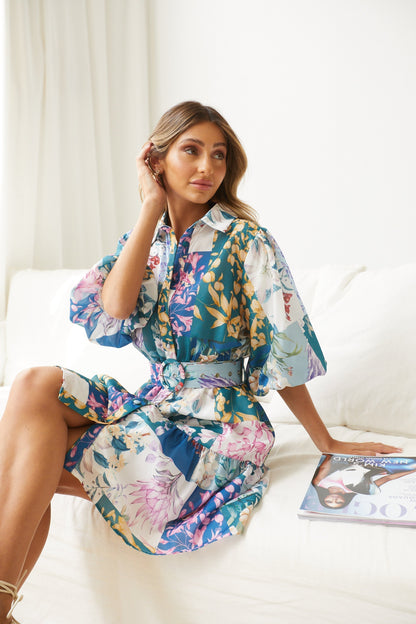 Bellarosa Navy Print Dress | Women's Floral Shirt Dress