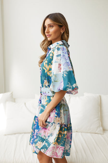Bellarosa Navy Print Dress | Women's Floral Shirt Dress