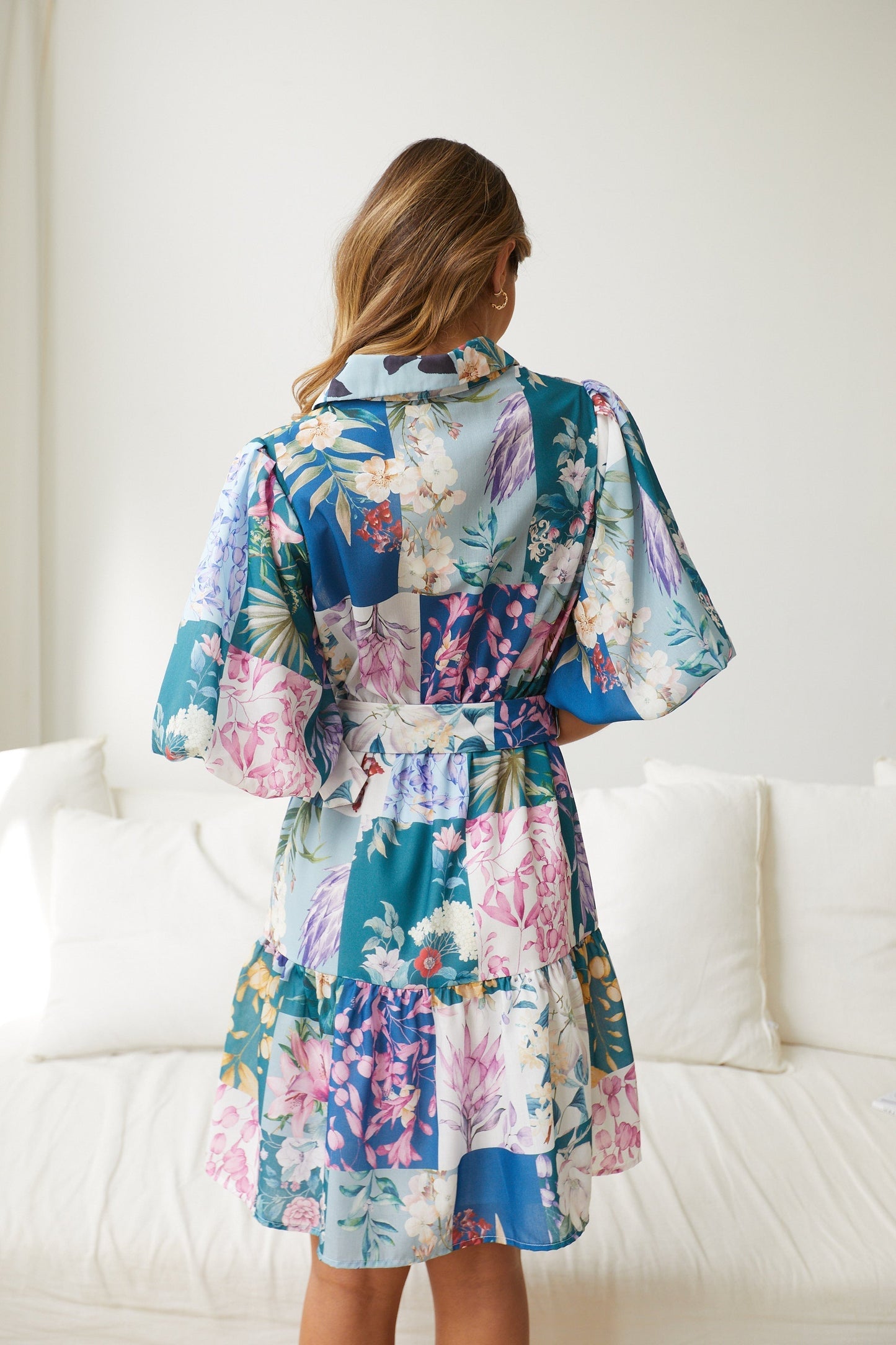 Bellarosa Navy Print Dress | Women's Floral Shirt Dress