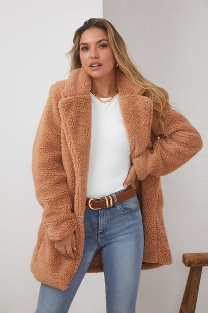 Bernie Caramel Jacket | Women's Teddy Jacket
