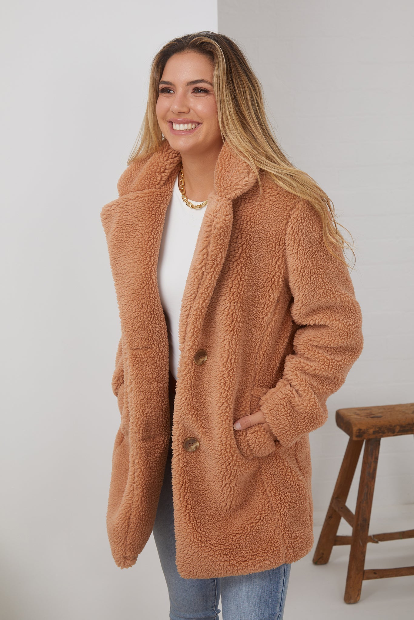Bernie Caramel Jacket | Women's Teddy Jacket