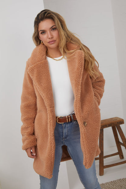 Bernie Caramel Jacket | Women's Teddy Jacket