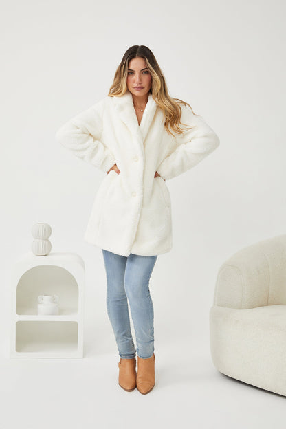 Bernie Jacket - Ivory | Women's Relaxed Fit Textured Jacket