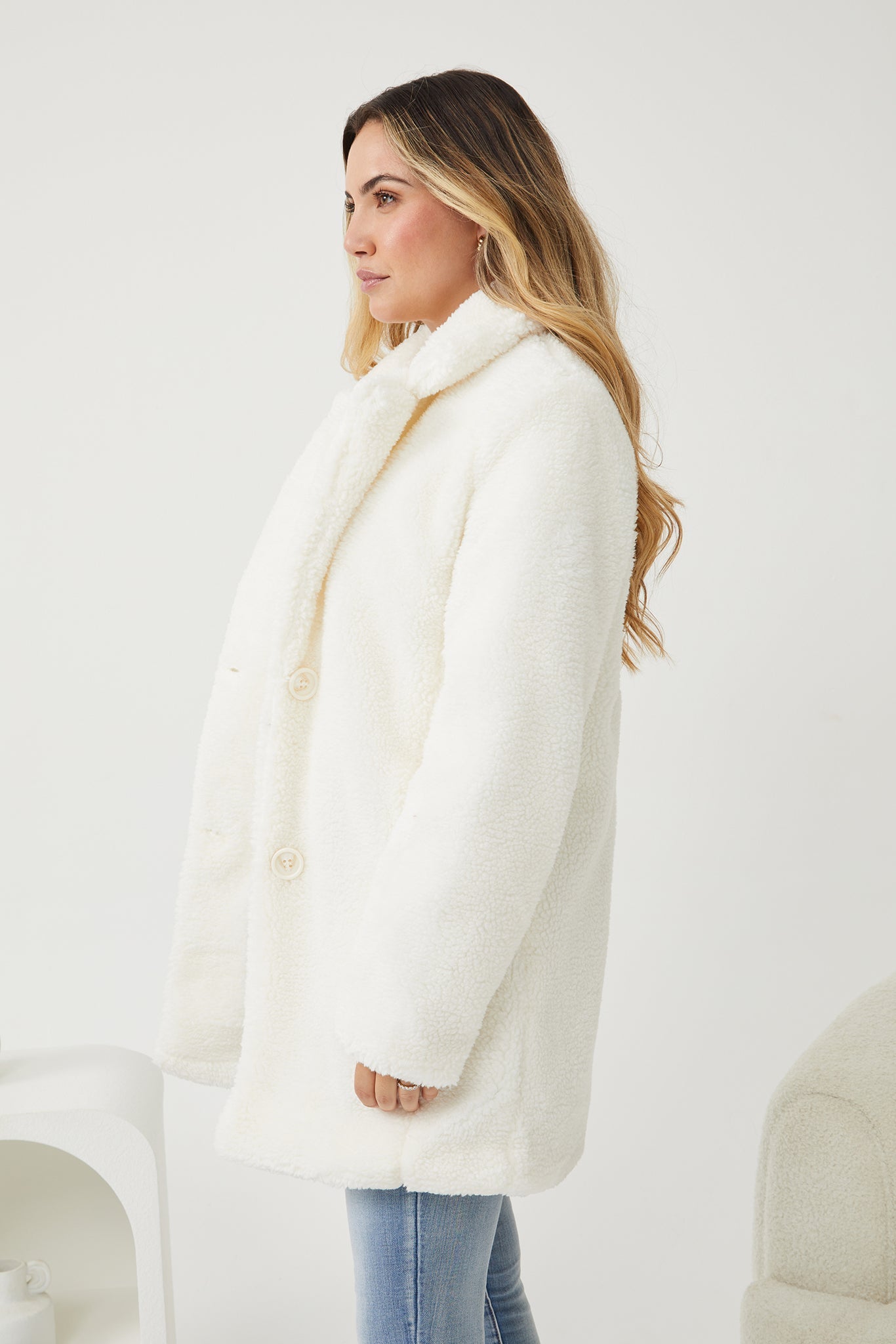 Bernie Jacket - Ivory | Women's Relaxed Fit Textured Jacket