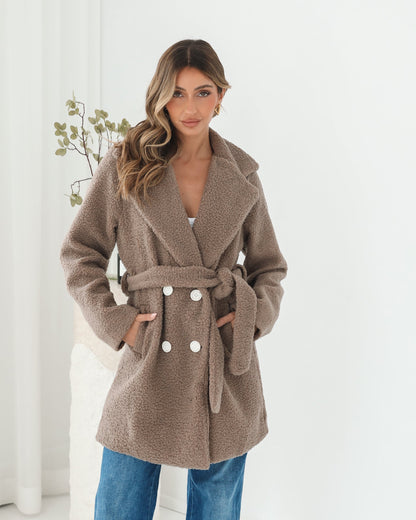 Brienna Taupe Jacket | Women's Teddy Jacket