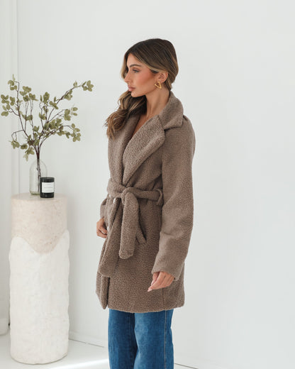 Brienna Taupe Jacket | Women's Teddy Jacket