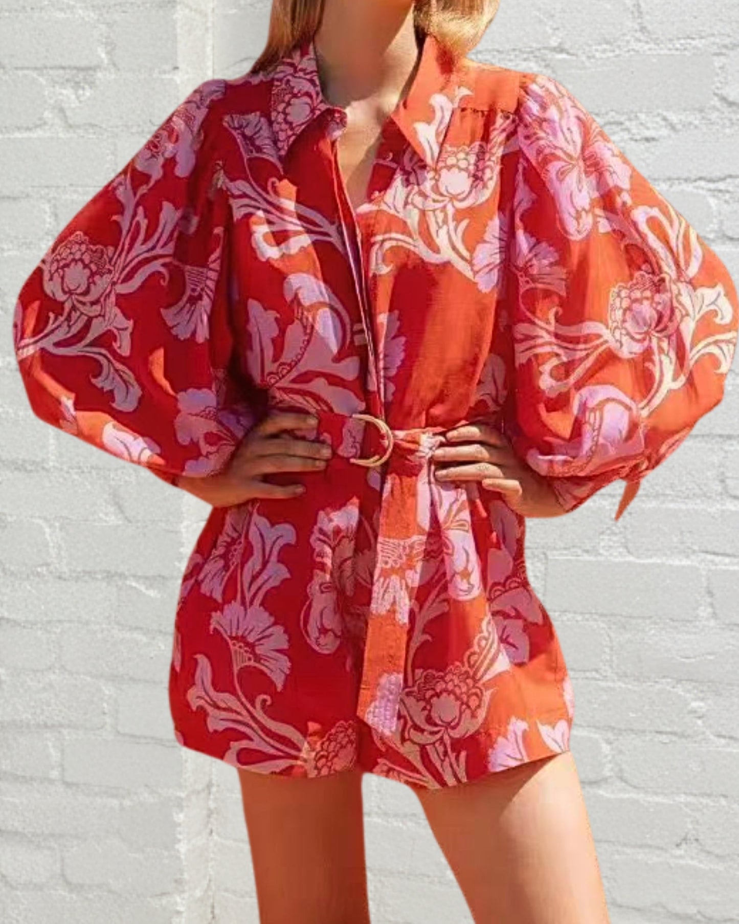 Brittany Playsuit - Orange Floral | Women's Floral Playsuit