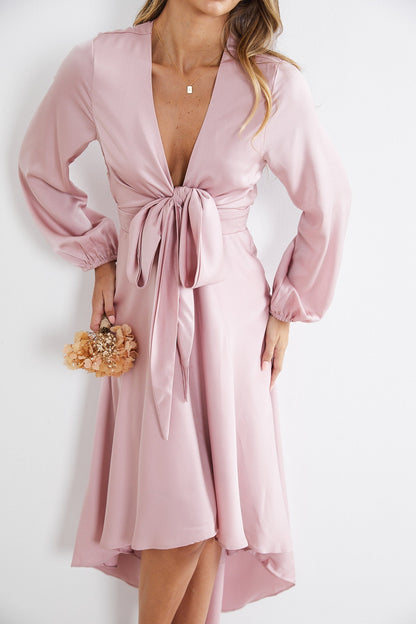 Bryleigh Blush Dress | Women's Satin Midi Dress