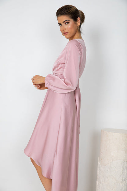 Bryleigh Blush Dress | Women's Satin Midi Dress