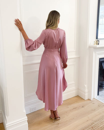 Bryleigh Dress - Blush | Women's Formal Satin Dress