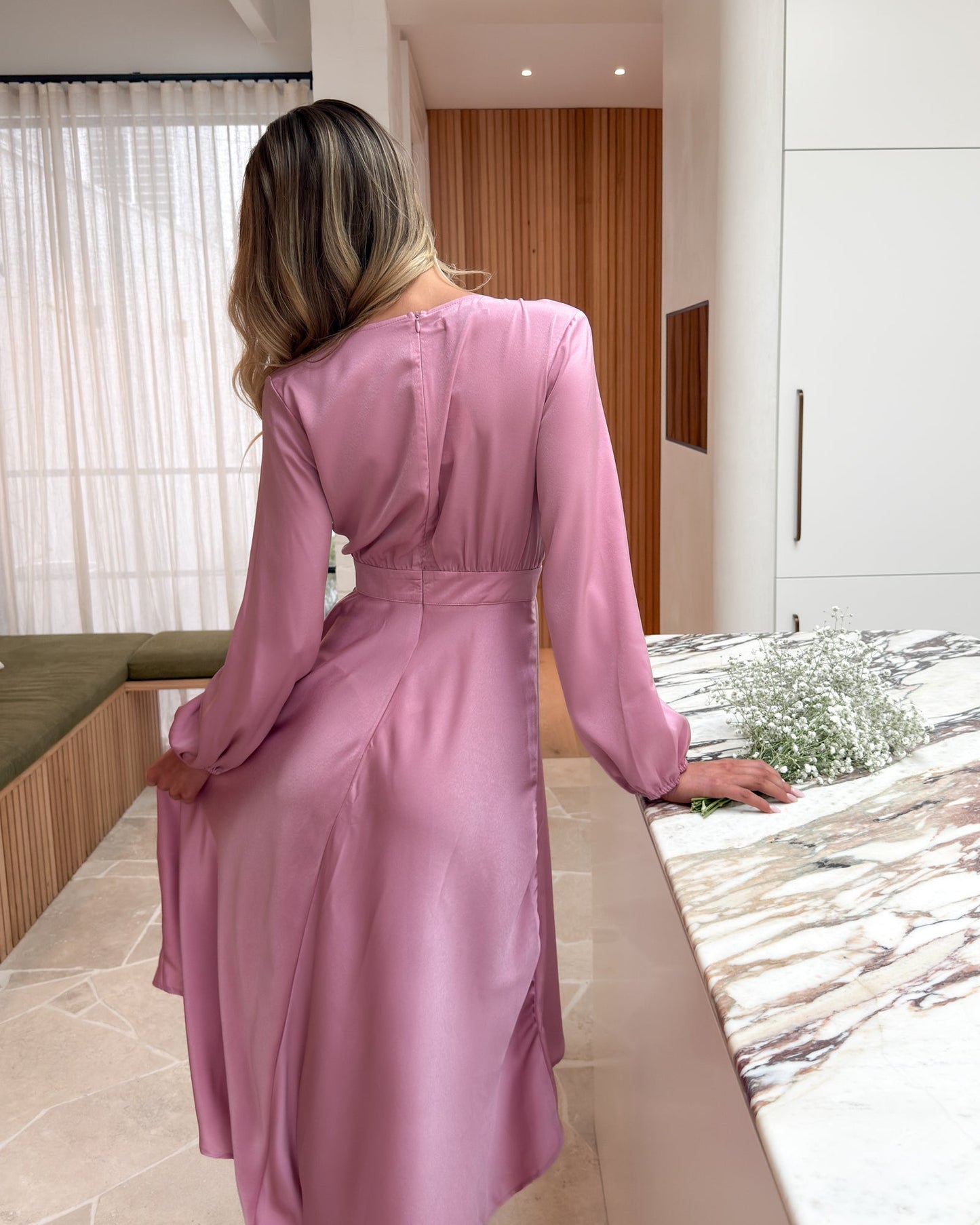 Bryleigh Dress - Blush | Women's Formal Satin Dress