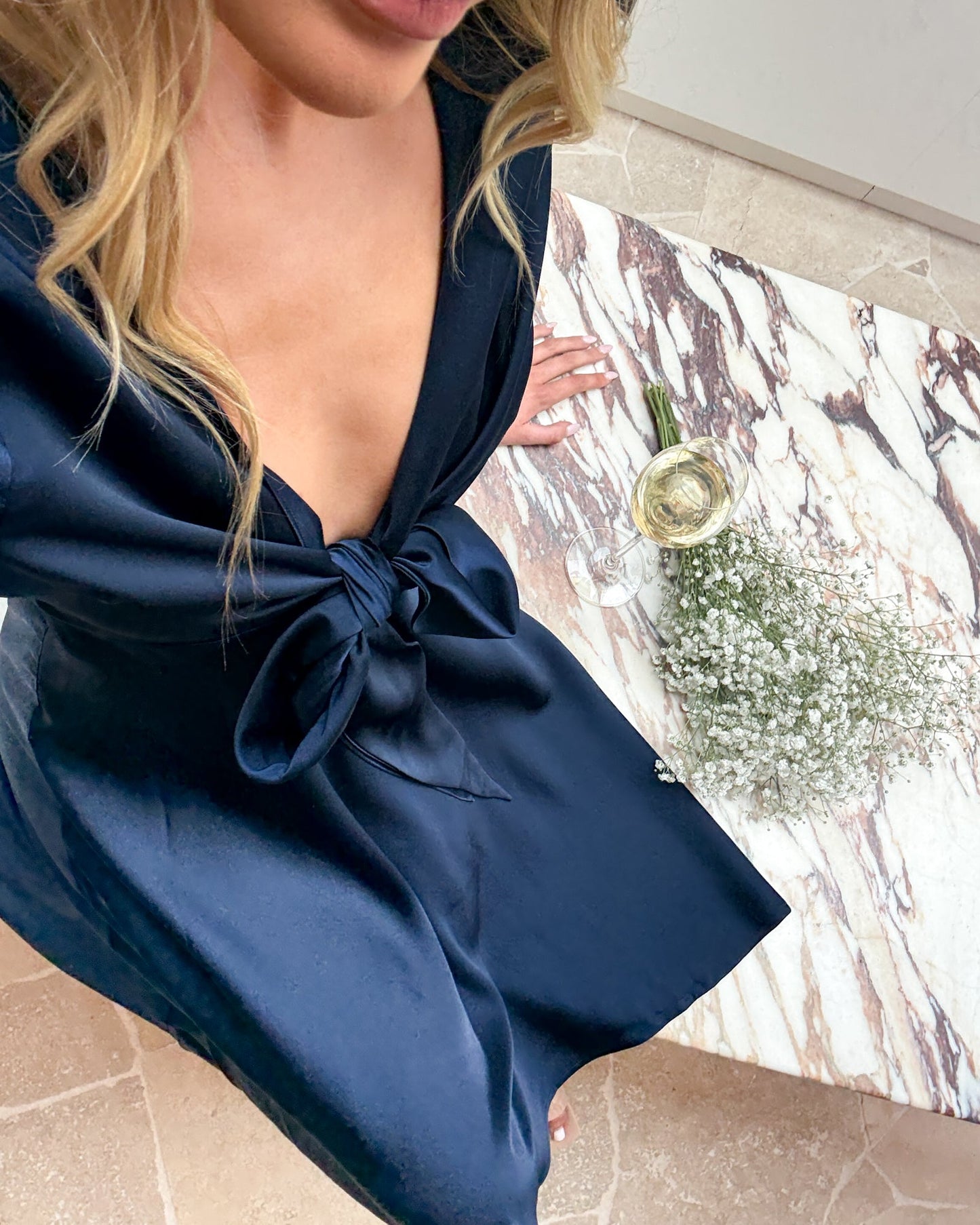Bryleigh Dress Navy | Women's Formal Satin Maxi Dress