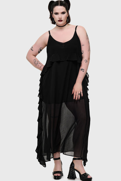Cathedral Garden Chiffon Ruffle Maxi Dress