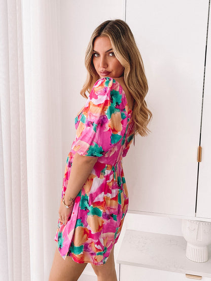 Carolana Pink Fiesta Playsuit | Women's Printed Playsuit