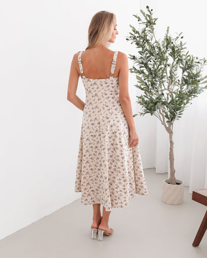 Carucci White Print Dress | Women's Printed Midi Dress