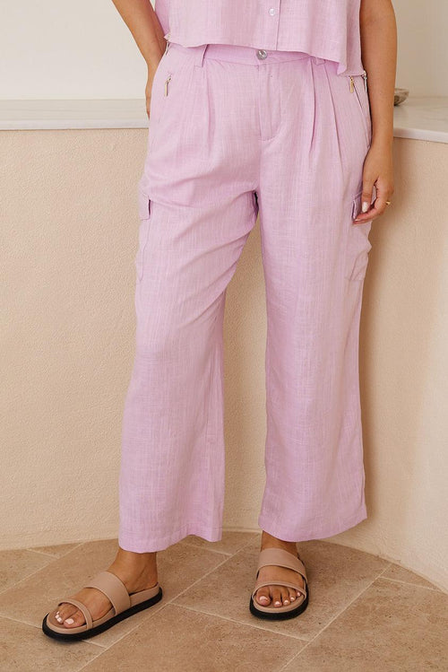 Casandra Lilac Pants | Women's High Waisted Wide Leg Pants