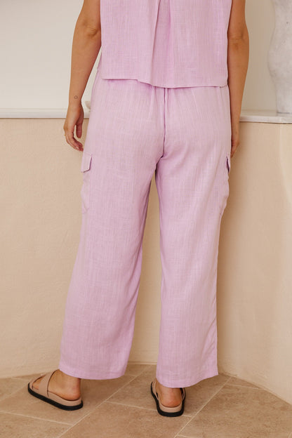 Casandra Lilac Pants | Women's High Waisted Wide Leg Pants