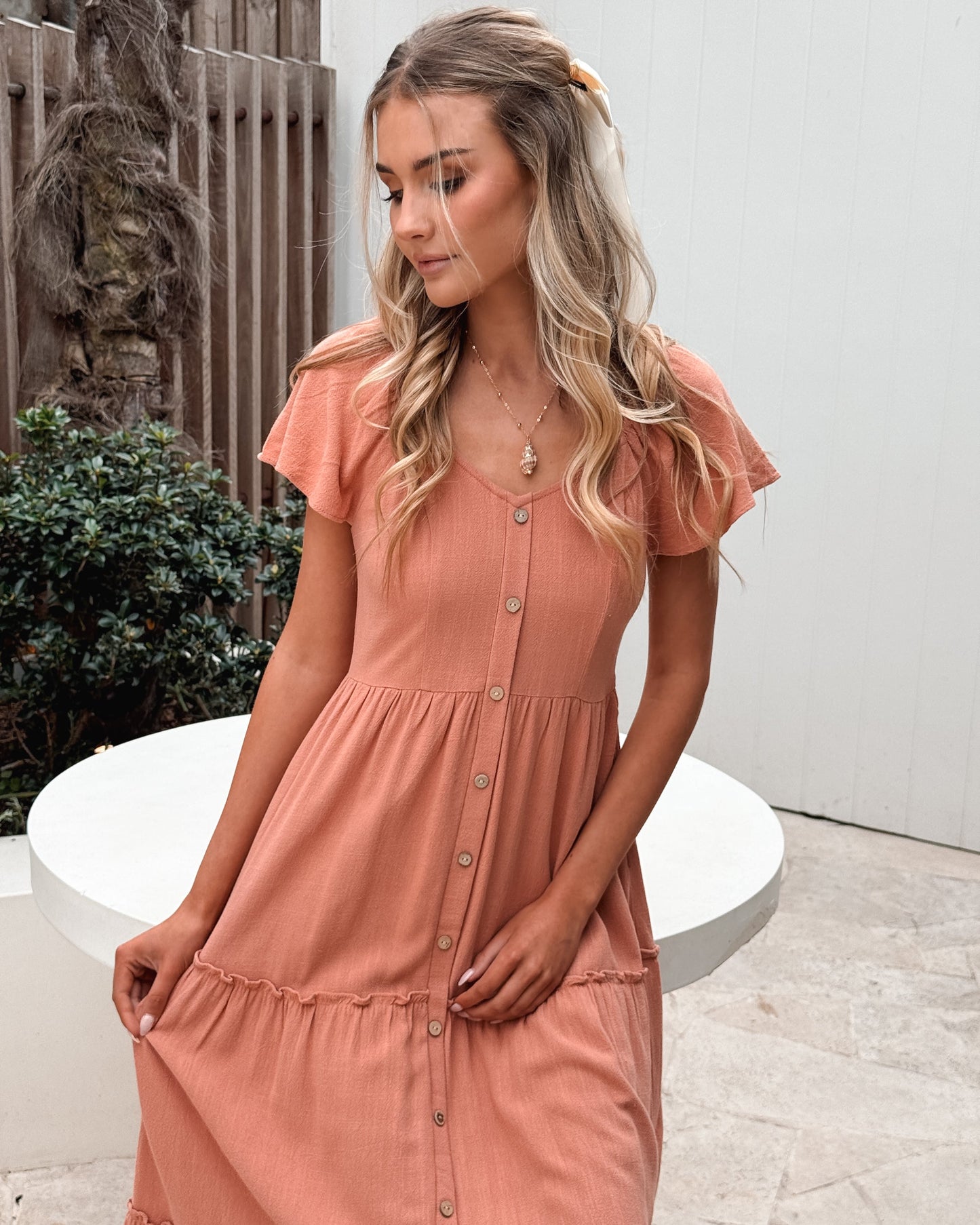 Celie Dress - Rust | Women's Linen Midi Dress